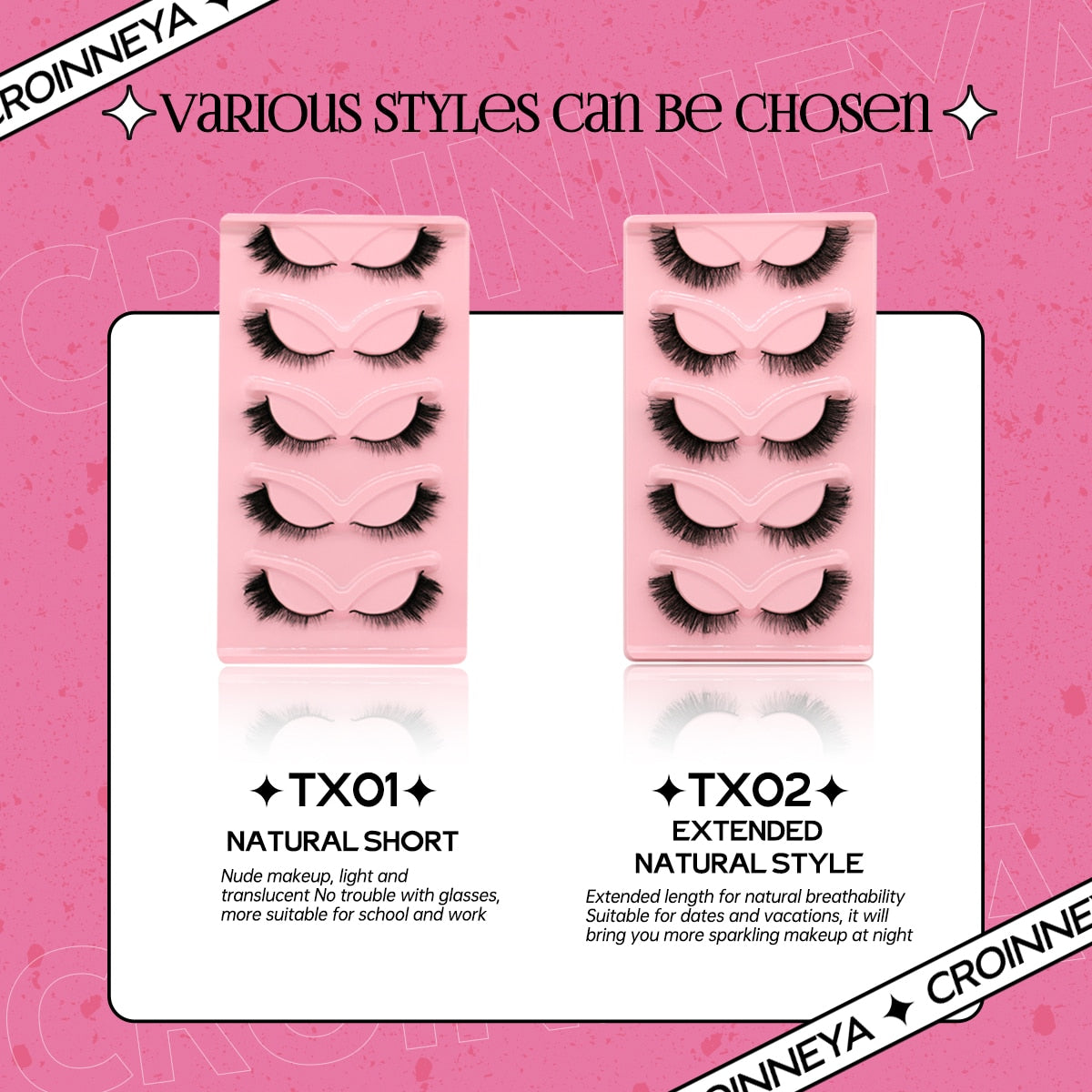 Cat EyeLashes 5 pairs Short Fluffy Eyelashes Soft Natural long Strip Lashes Winged End Eye Elongated Lashes