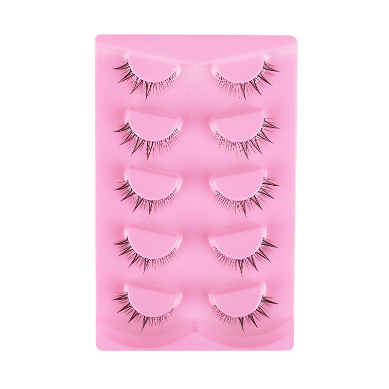 5pairs Lashes Manga Lashes 3D Clear Band Lashes Natural Look Wispy Mink Eyelashes Fluffy Cat Eye Lashes individual Eyelashes