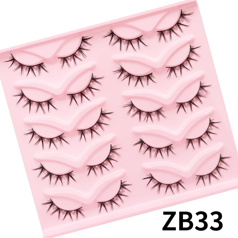 5/7/10Pairs Cat Eye Lash False Eyelashes Natural Faux Mink Eyelashes
