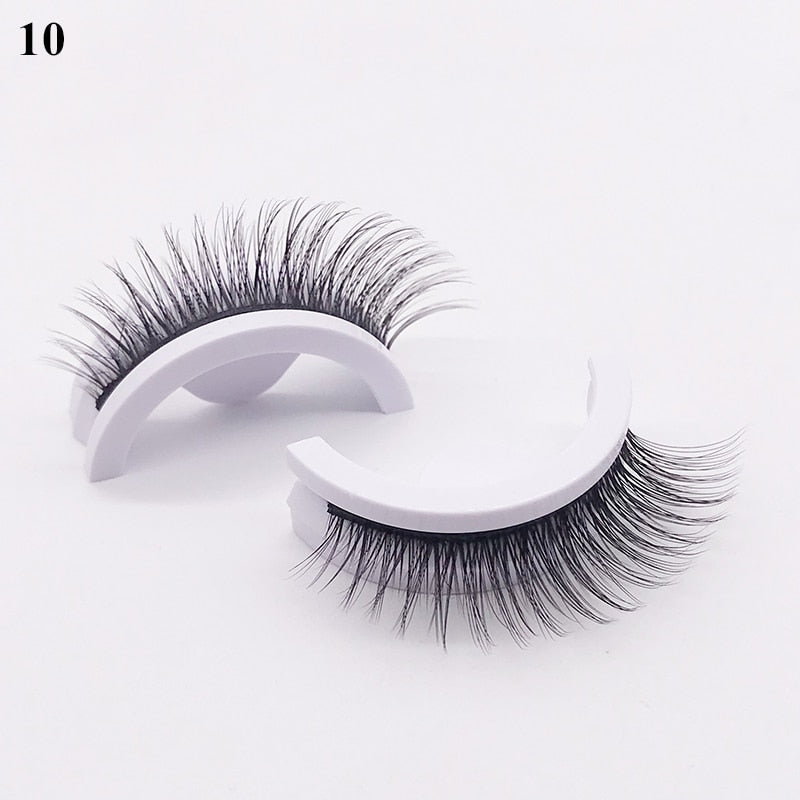 1 pair Self-adhesive False Eyelashes Glue Free 3D Strip Reusable Lashes Extension 3 Seconds To Wear Faux Mink Eyelash