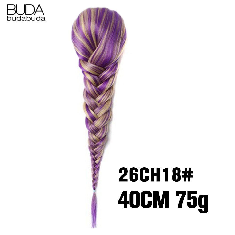 Synthetic Braided Plaited Fishtail Fishbone Drawstring Ponytail 20Inch Long Ombre Blonde Pink Hair Extensions For Women