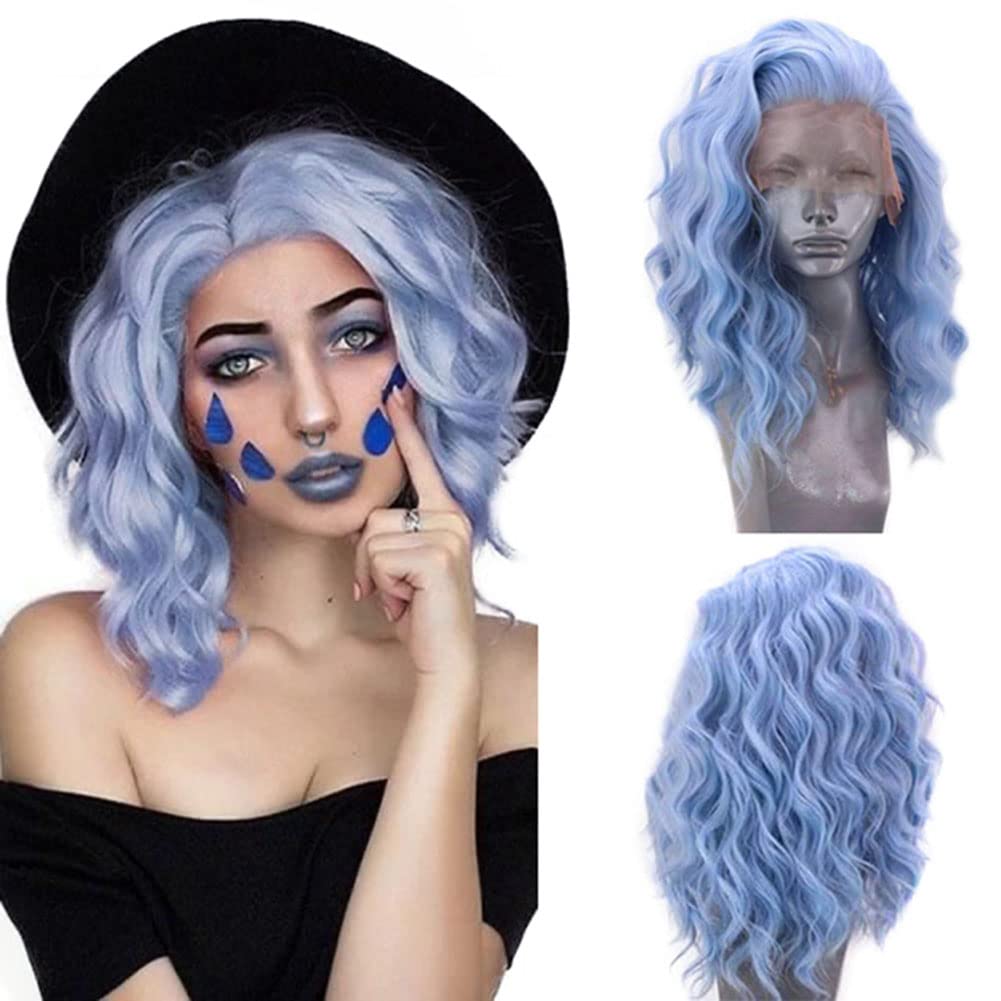 Synthetic Lace Front Wigs Short Bob Wig for Women Silver Brown Pink Blue Color Cosplay Short Wig