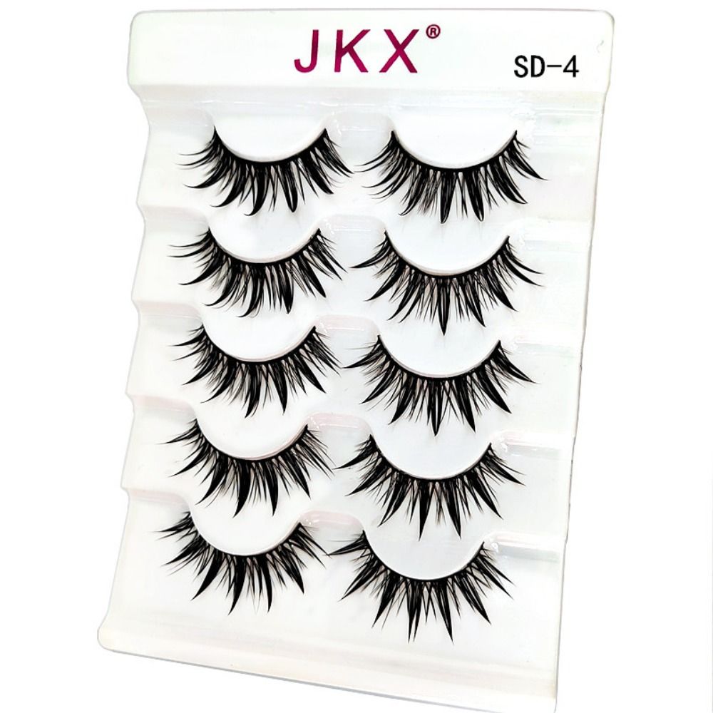 5 Pairs Wet Eyelashes 3D Faux Mink Eyelashes Thai Eyelashes Handmade Craft Long Fluffy Lashes Eye Cruelty-free