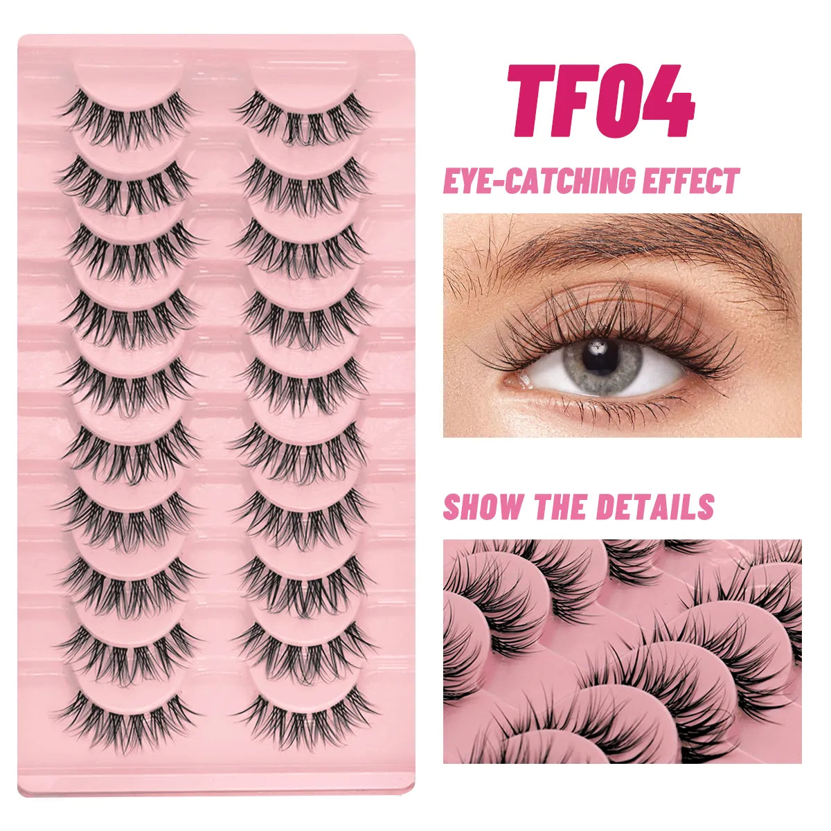 Clear Eyelash Manga  Lashes False 5/10 Pairs Eyelashes Cat-Eye Natural Fluffy 3D Faux Mink Lashes Wispy Lashes