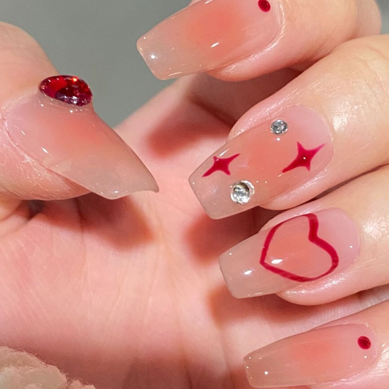 24Pcs False Nails Coffin Almond Artificial Fake Nails with glue Full Cover Nail Tips Press On Nails Manicure