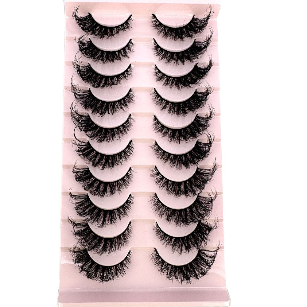 10Pairs False Eyelashes 6D Super Fluffy Wispy Faux Mink Eyelashes Cat Eye Dramatic Lashes Eyelash Extension