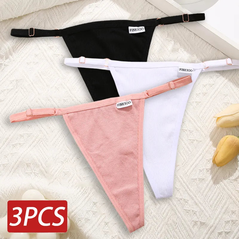 Cotton Sexy Thongs Adjustable Women's Panties Soft Panties Low Waist Seamless Thongs Woman Lingerie Tangas Mujer S-XL