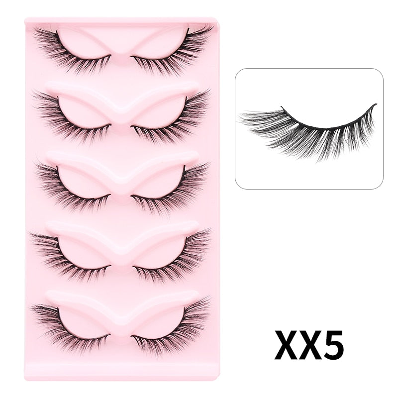 5/7/10Pairs Cat Eye Lash False Eyelashes Natural Faux Mink Eyelashes