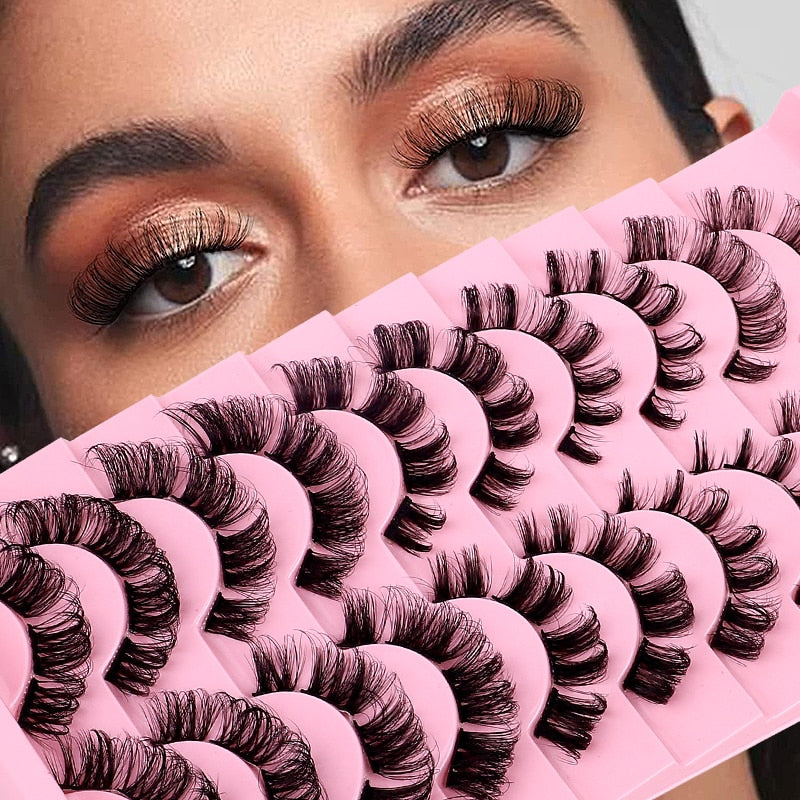 Natural Cluster Lashes Extensions Wispy False Eyelashes Fake Lashes 3D Strips Eyelash Extensions DIY Lashes 10 Pairs