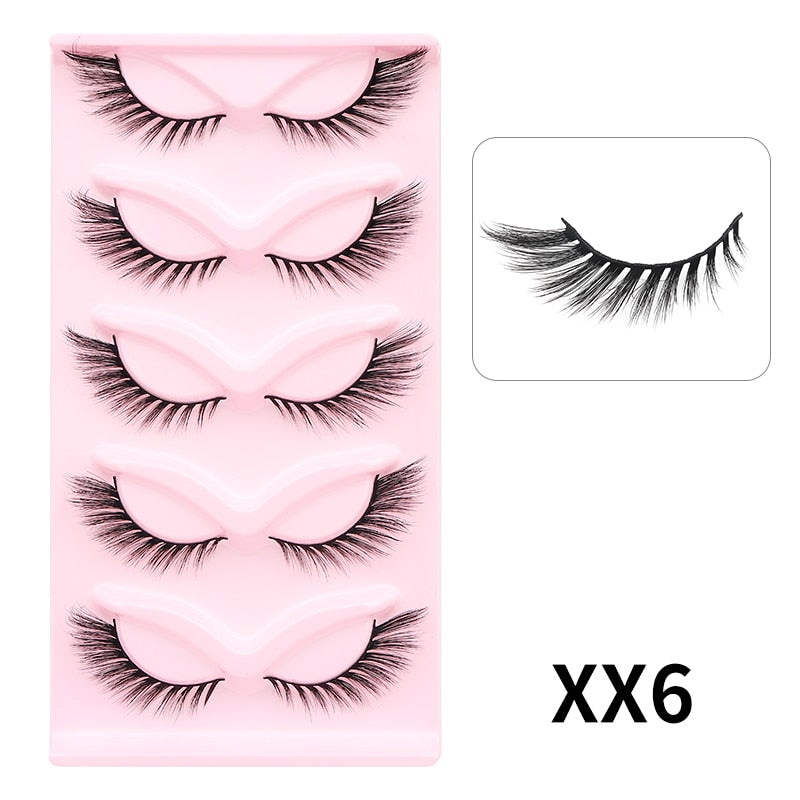 5/7/10Pairs Cat Eye Lash False Eyelashes Natural Faux Mink Eyelashes