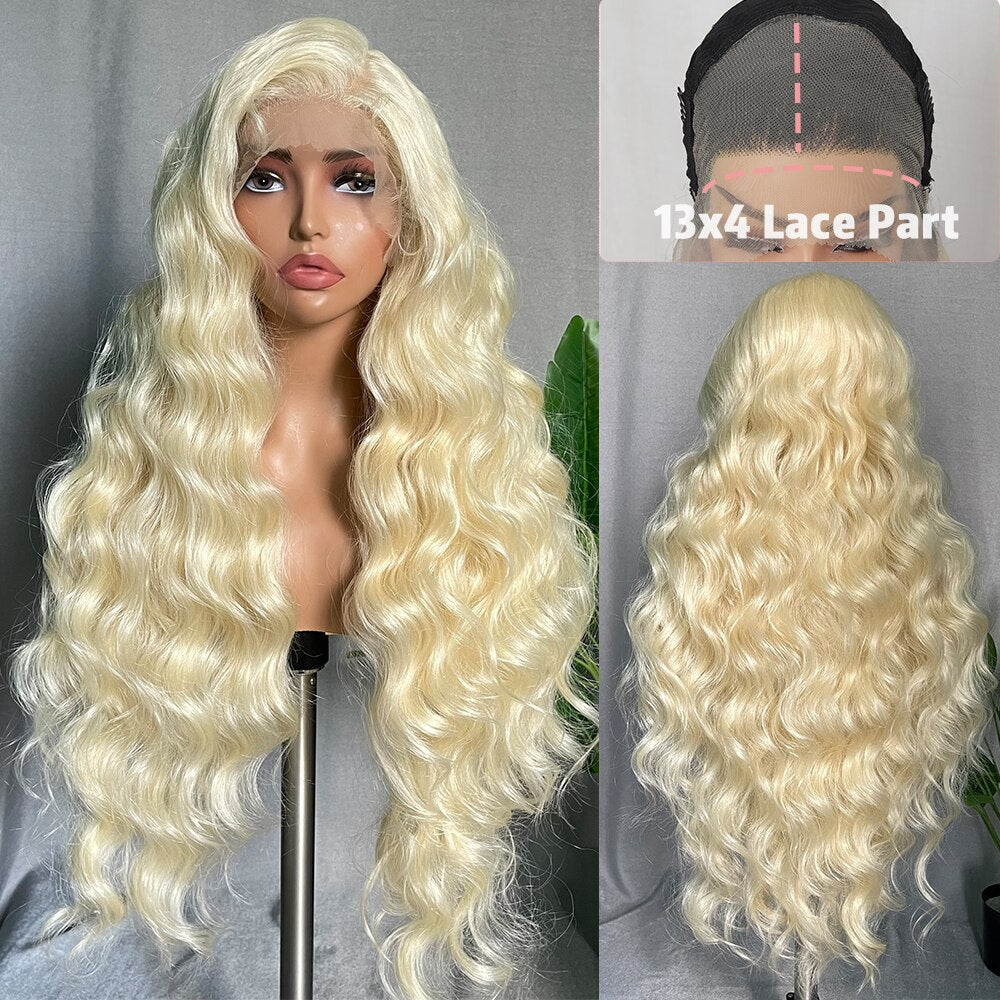 6x13 4x13 Synthetic Lace Front Wigs 32 Inches Long Body Wave Fluffy Trendy Wig for Black Women Pre Plucked with Baby Hair
