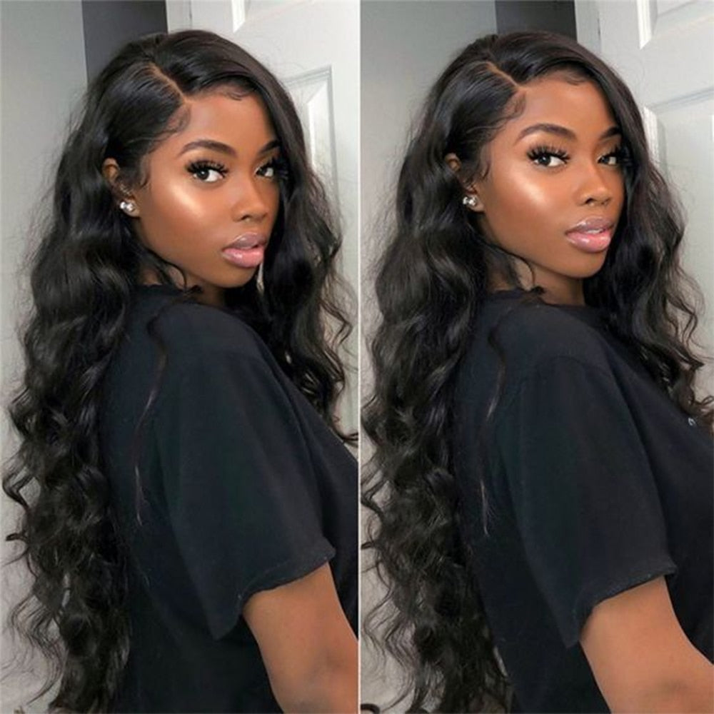6x13 4x13 Synthetic Lace Front Wigs 32 Inches Long Body Wave Fluffy Trendy Wig for Black Women Pre Plucked with Baby Hair