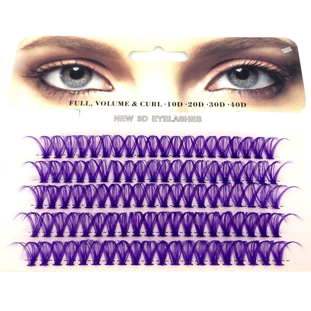 Colored Eyelash Clusters Curly Eyelashes Pink Blue Colors Eyelashes Natural Wispy Mixed Length Eyelash Pack Lashes