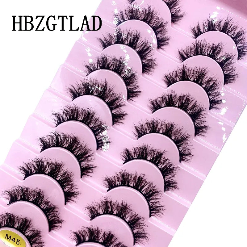 Fluffy 10 Pairs Faux Mink False Eyelashes Natural Long Lashes Crisscross Wispy Fake Eyelashes Extension