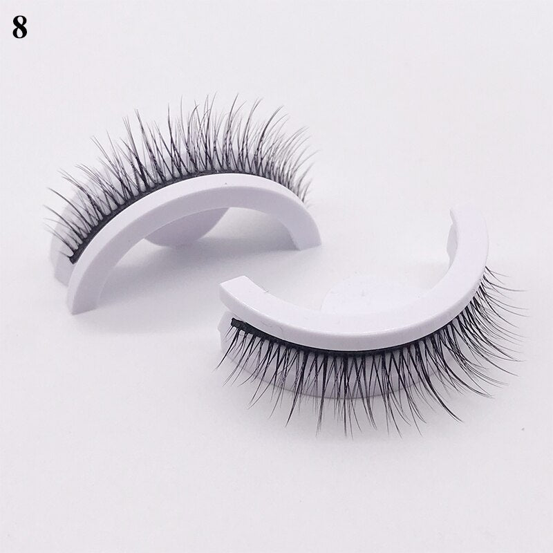1 pair Self-adhesive False Eyelashes Glue Free 3D Strip Reusable Lashes Extension 3 Seconds To Wear Faux Mink Eyelash