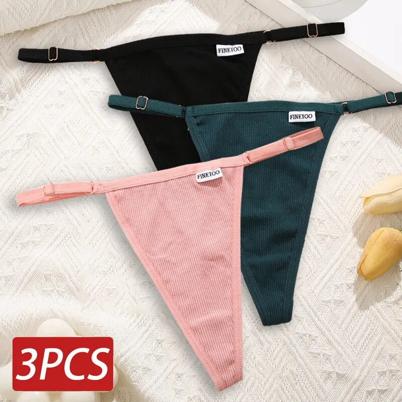 Cotton Sexy Thongs Adjustable Women's Panties Soft Panties Low Waist Seamless Thongs Woman Lingerie Tangas Mujer S-XL