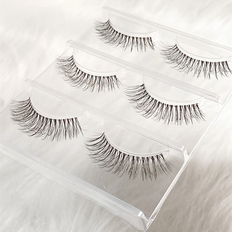3D Mink Lashes Natural short Full Strip Transparent False Eyelashes