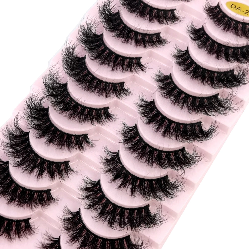 10Pairs 3D Faux Mink Hair False Eyelashes Natural Messy Eyelash Crisscross Wispy Fluffy Lashes Extension Big Eye Fake Lashes