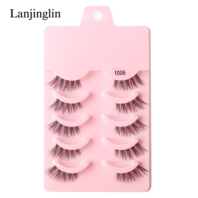 Half Eey Lashes 3/5/10 Pairs Faux Mink Lashes Natural False Eyelashes Wispy Fluffy Eyelash Extension