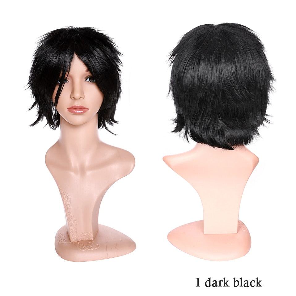 Synthetic Wig Cosplay Wig White Red Green Blue Pink Yellow Hair Short Layer Wig Fake Hair Extension Women Party Wig