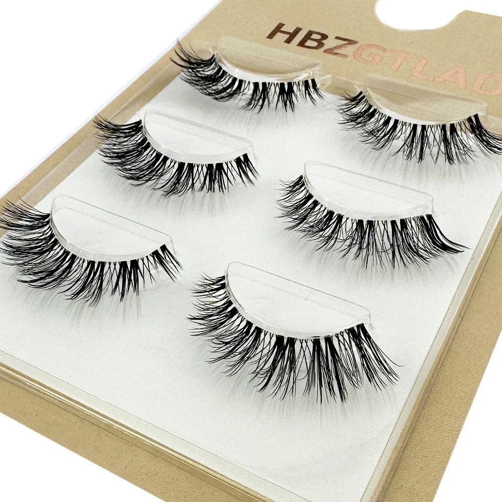 Mink Eyelashes 3 pair reusable false eyelashes invisible band