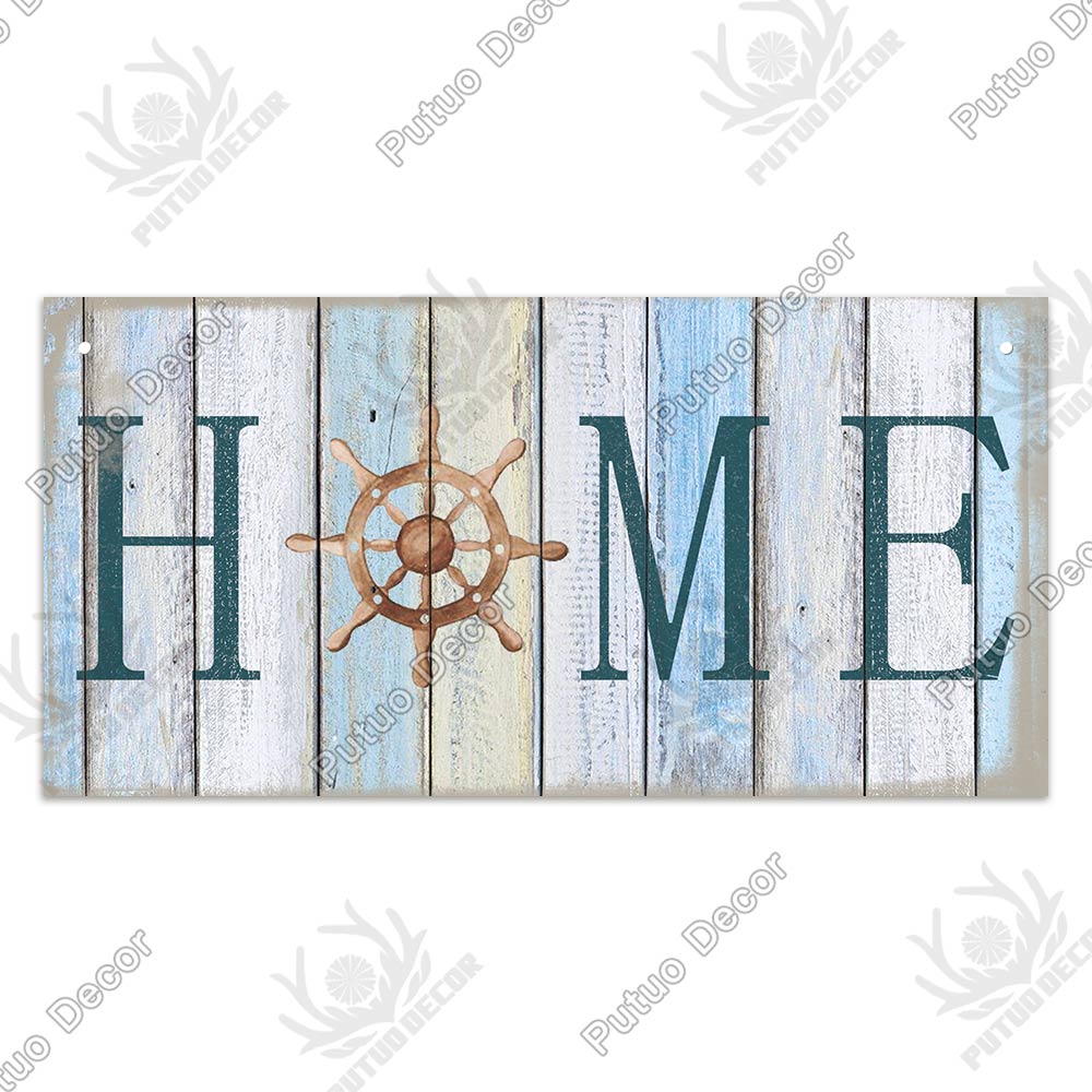 Putuo Decor Beach Home Signs Wood Wall Plaque Wooden Signs Welcome Decor Hanging Plate for Beach House Home Bedroom Tent Decor