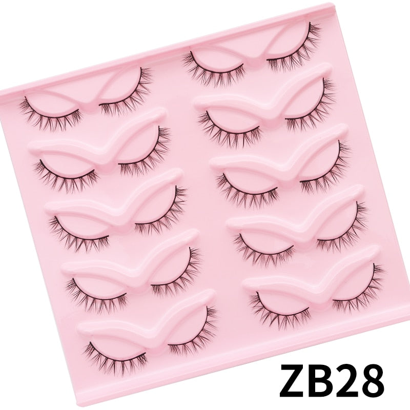 5/7/10Pairs Cat Eye Lash False Eyelashes Natural Faux Mink Eyelashes