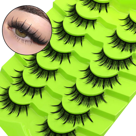 5/7 pairs Manga Lashes Soft Natural Eyelashes Thick False Eyelashes Fluffy Cross Manga Lashes Wispy Eyelashes