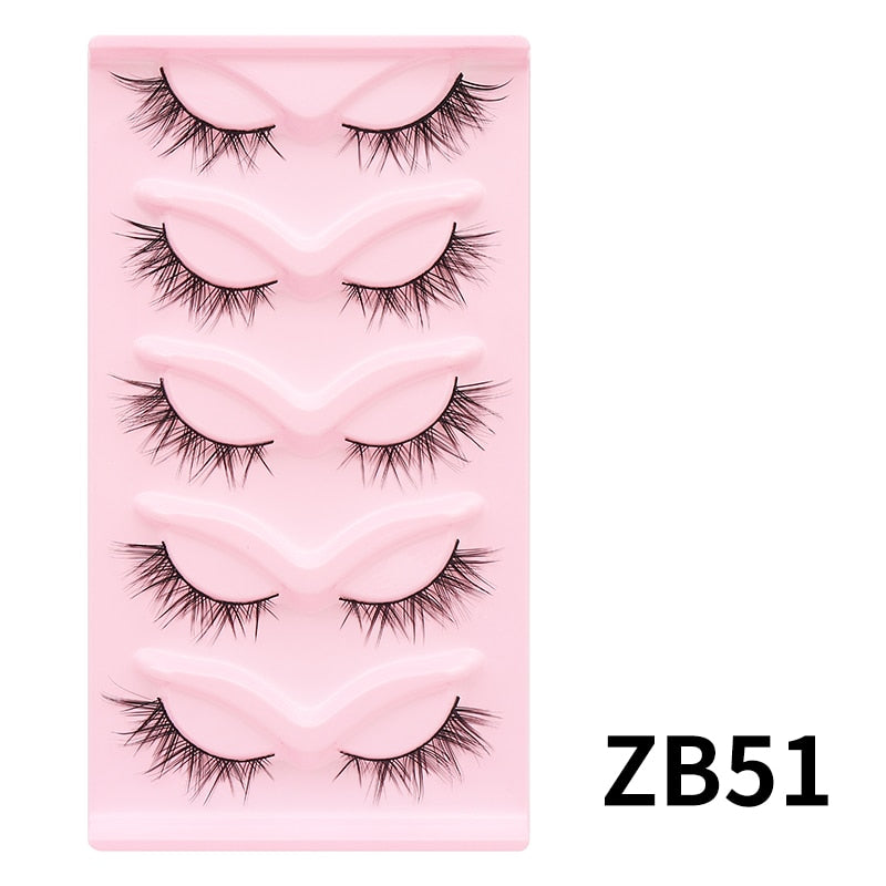 5/7/10Pairs Cat Eye Lash False Eyelashes Natural Faux Mink Eyelashes