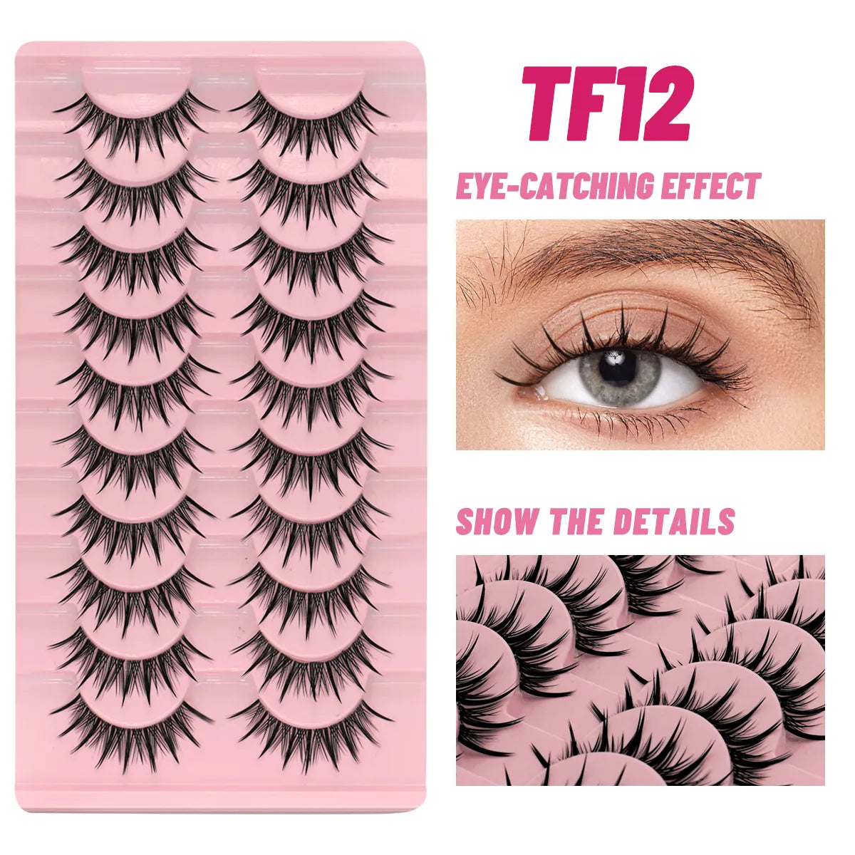 Clear Eyelash Manga  Lashes False 5/10 Pairs Eyelashes Cat-Eye Natural Fluffy 3D Faux Mink Lashes Wispy Lashes