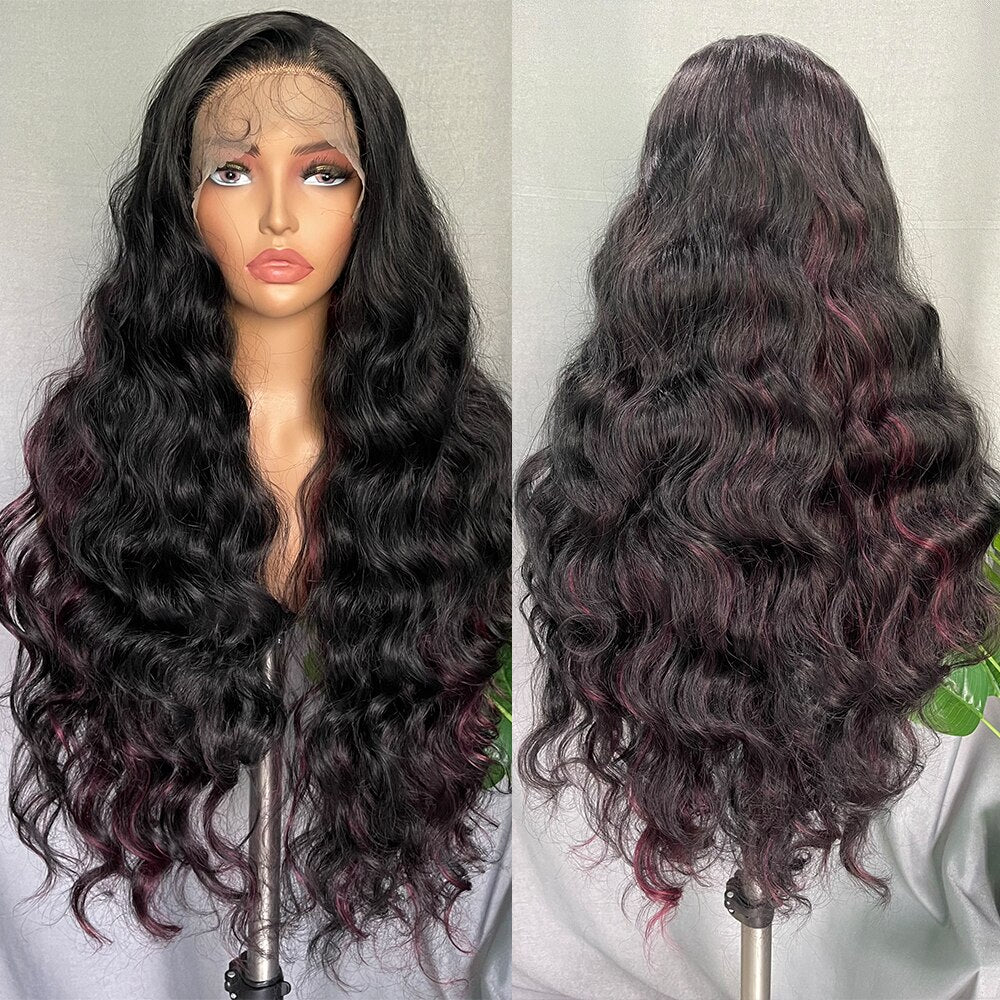 6x13 4x13 Synthetic Lace Front Wigs 32 Inches Long Body Wave Fluffy Trendy Wig for Black Women Pre Plucked with Baby Hair