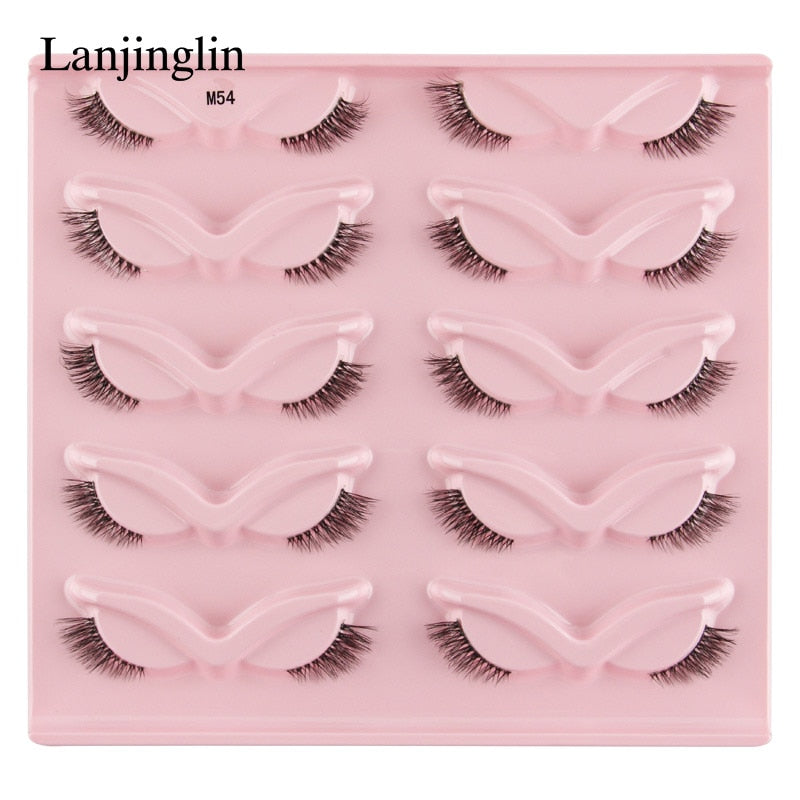 3/5/10 Pairs Half Lashes Fox Eye Wispy Fluffy Faux Cils Natural Winged Fake Eyelashes Half Lashes maquillage