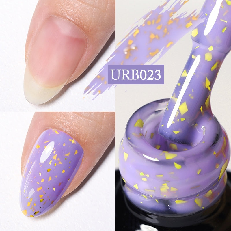 Aurora Rubber Gel Nail Iridescent Pearl Effect Metallic Mirror Nails Manicure Soak Off UV LED No Wipe Top Coat Base Gel