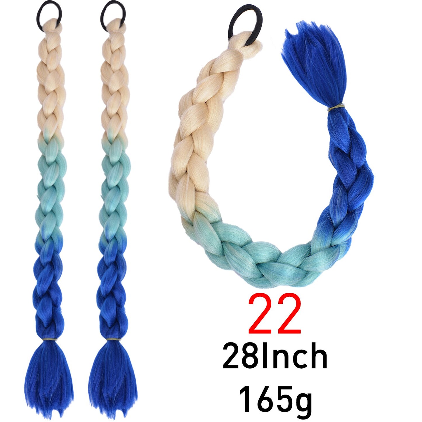 Synthetic Braided Plaited Fishtail Fishbone Drawstring Ponytail 20Inch Long Ombre Blonde Pink Hair Extensions For Women