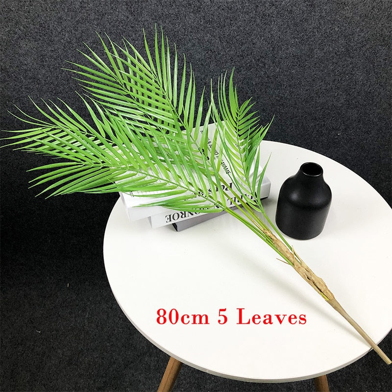 125cm Large Artificial Palm Tree Tropical Plants Branches Plastic Fake Leaves Green Monstera For Home Garden Room Office Decor