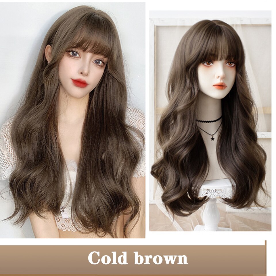 synthesis Long wavy curly girl blonde gradient pink Lolita cosplay curly bangs party wig