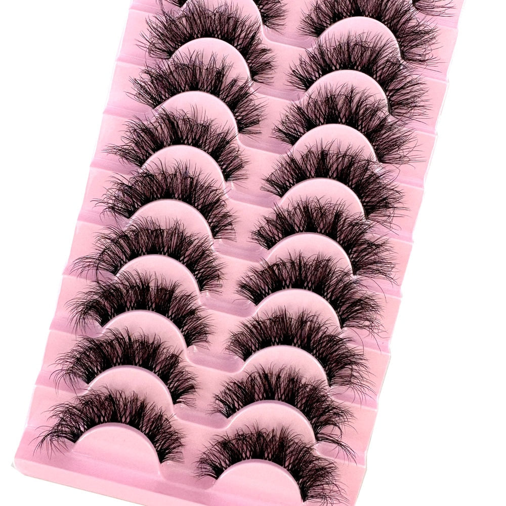10 Pairs3D Mink Invisible Lash Handmade Crisscross Eyelashes Clear Band Soft Strip Eyelash Natural Long Wispy False Lashes