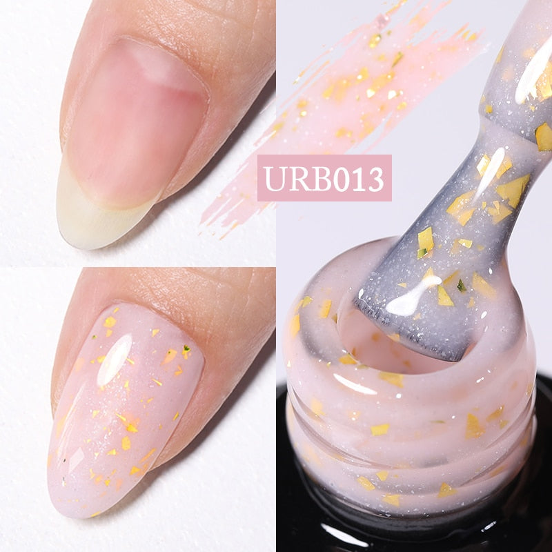 Aurora Rubber Gel Nail Iridescent Pearl Effect Metallic Mirror Nails Manicure Soak Off UV LED No Wipe Top Coat Base Gel
