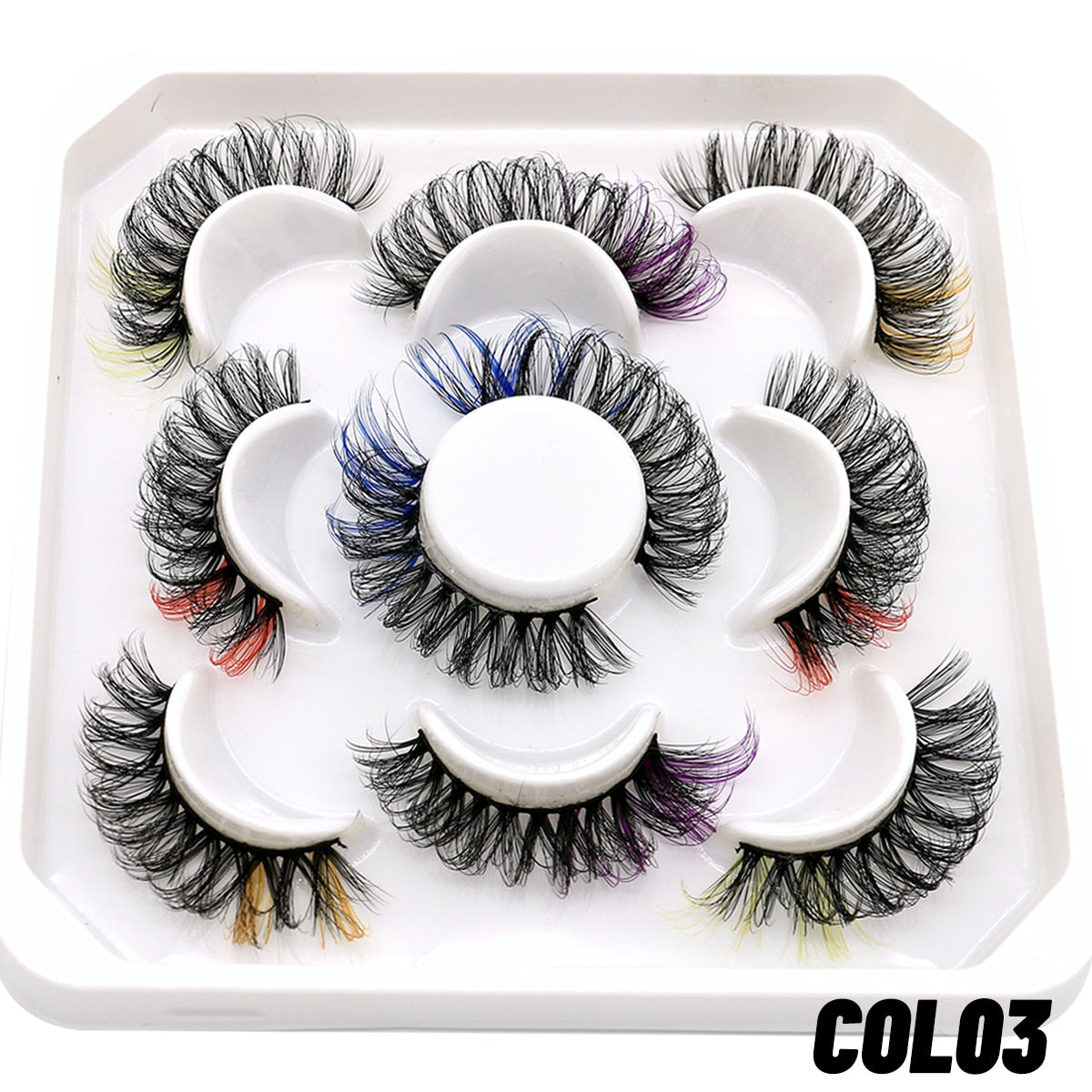 5/8pairs Colored Eyelashes Wispy Mink Lashes Natural Fluffy Cat Eye Lashes Strip 5D False Eyelashes