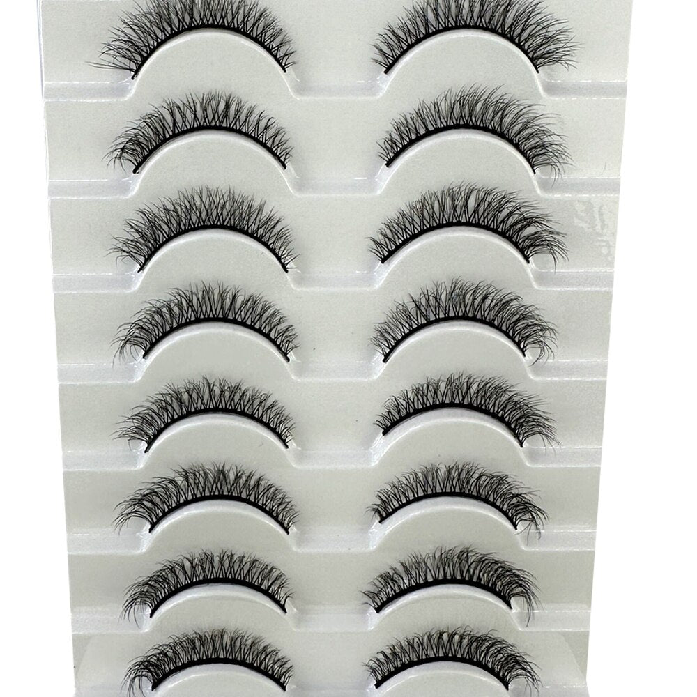 10Pairs False Eyelashes 6D Super Fluffy Wispy Faux Mink Eyelashes Cat Eye Dramatic Lashes Eyelash Extension