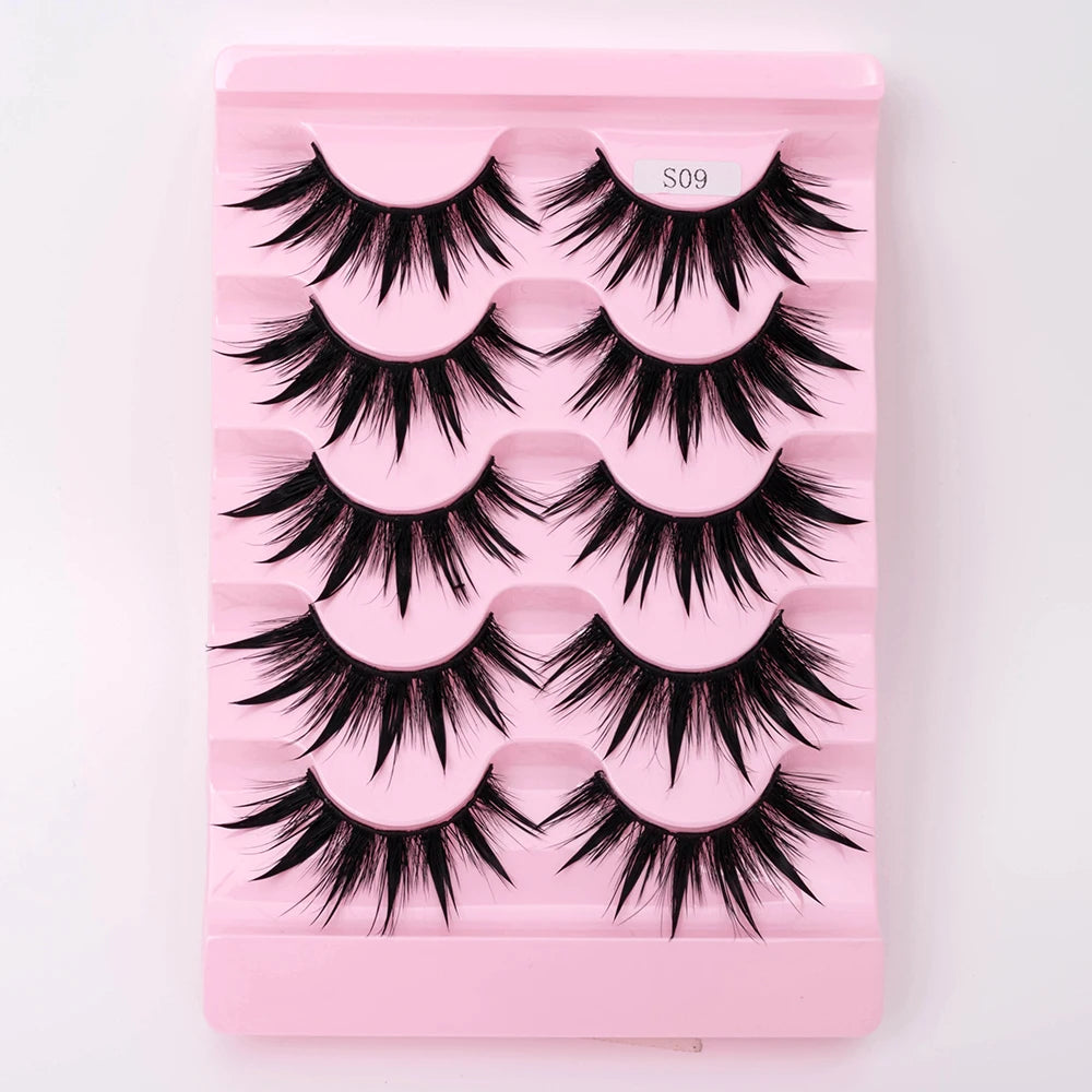 5 Pairs Wet False Eyelashes Naturally Wear False Eyelashes Everyday Sharp Tail Thick Simulation Cross