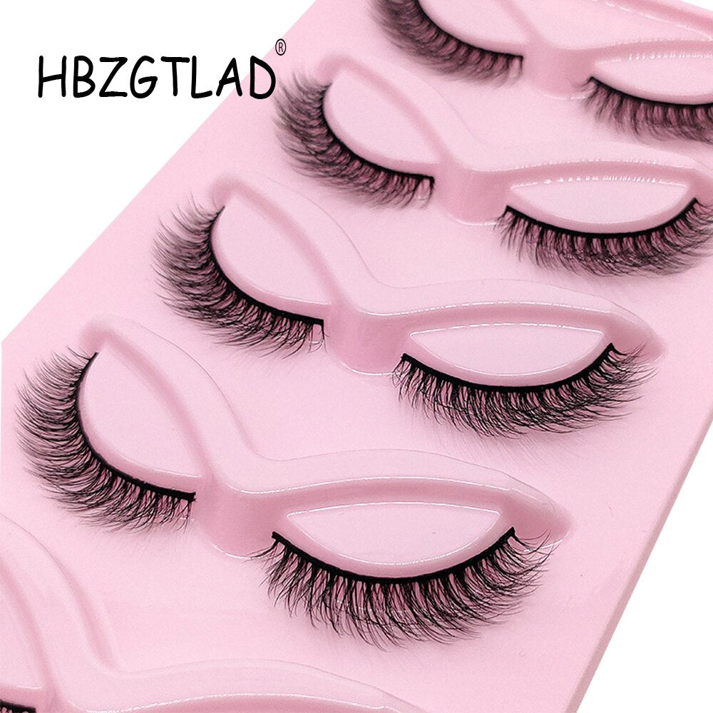 3D Cat Eyelashes 5 Pairs Faux Mink Fox Eyelash Winged Fluffy Fake Lashes Maquiagem Natural Long Faux Cils