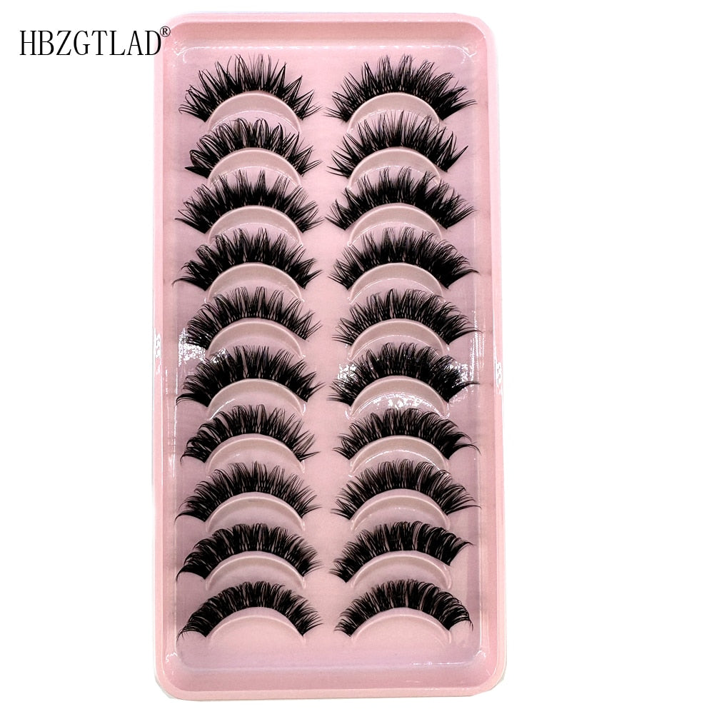 10 Pairs3D Mink Invisible Lash Handmade Crisscross Eyelashes Clear Band Soft Strip Eyelash Natural Long Wispy False Lashes