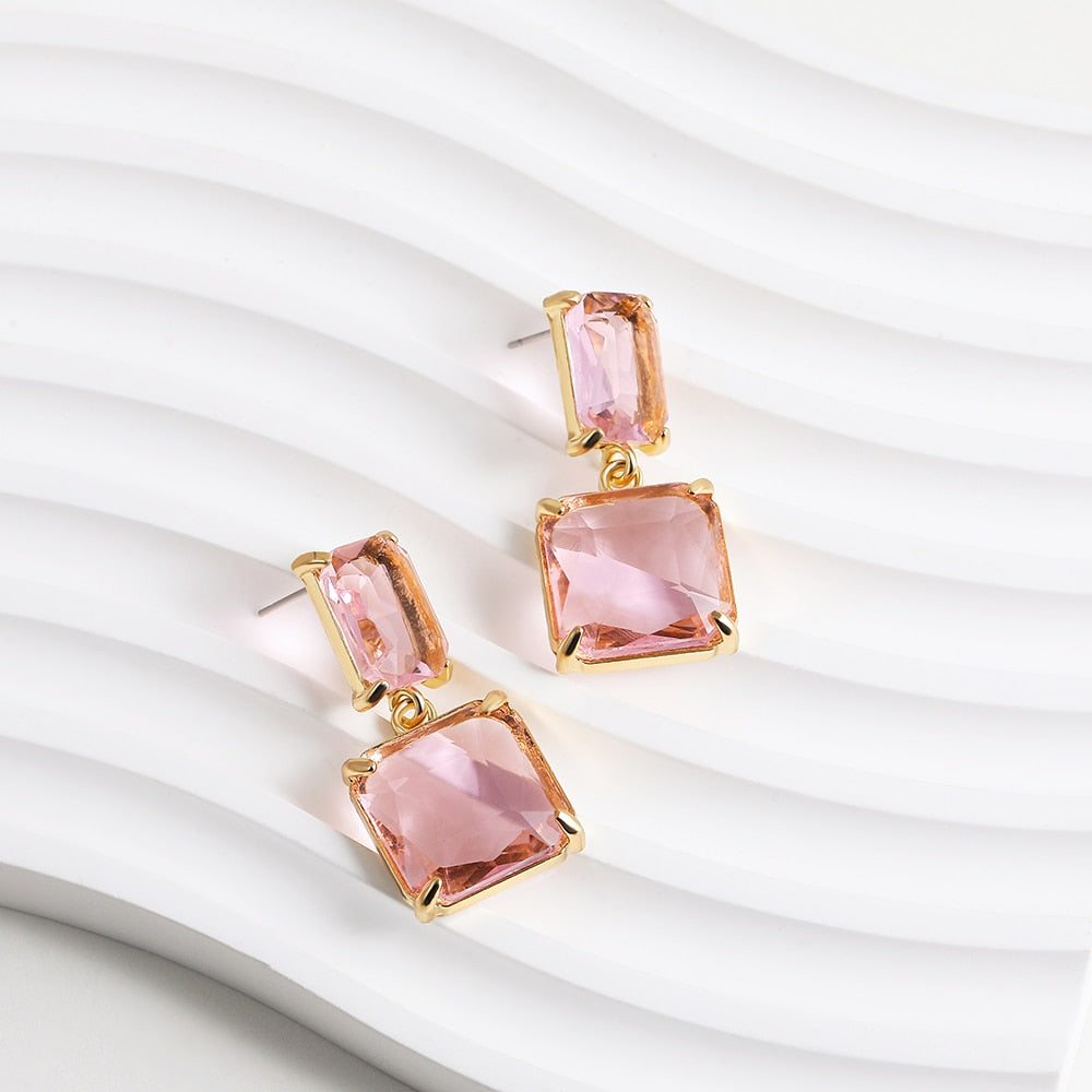 Transparent Resin Pendant Hanging Earring Bohemia Trendy Geometric Square Acrylic Drop Dangle Earrings Jewelry