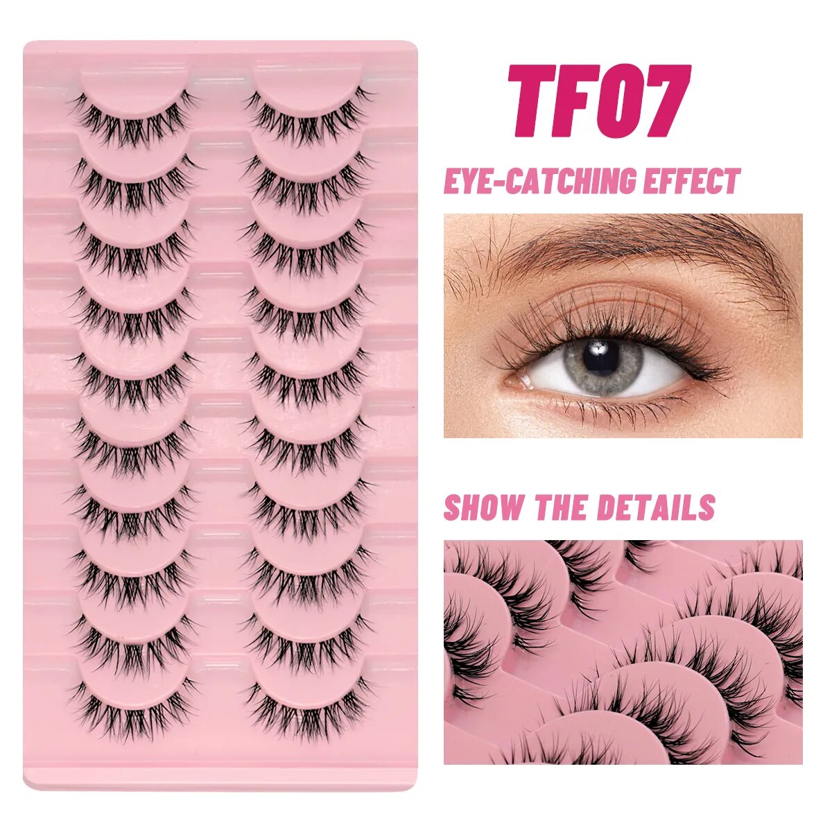 Clear Eyelash Manga  Lashes False 5/10 Pairs Eyelashes Cat-Eye Natural Fluffy 3D Faux Mink Lashes Wispy Lashes