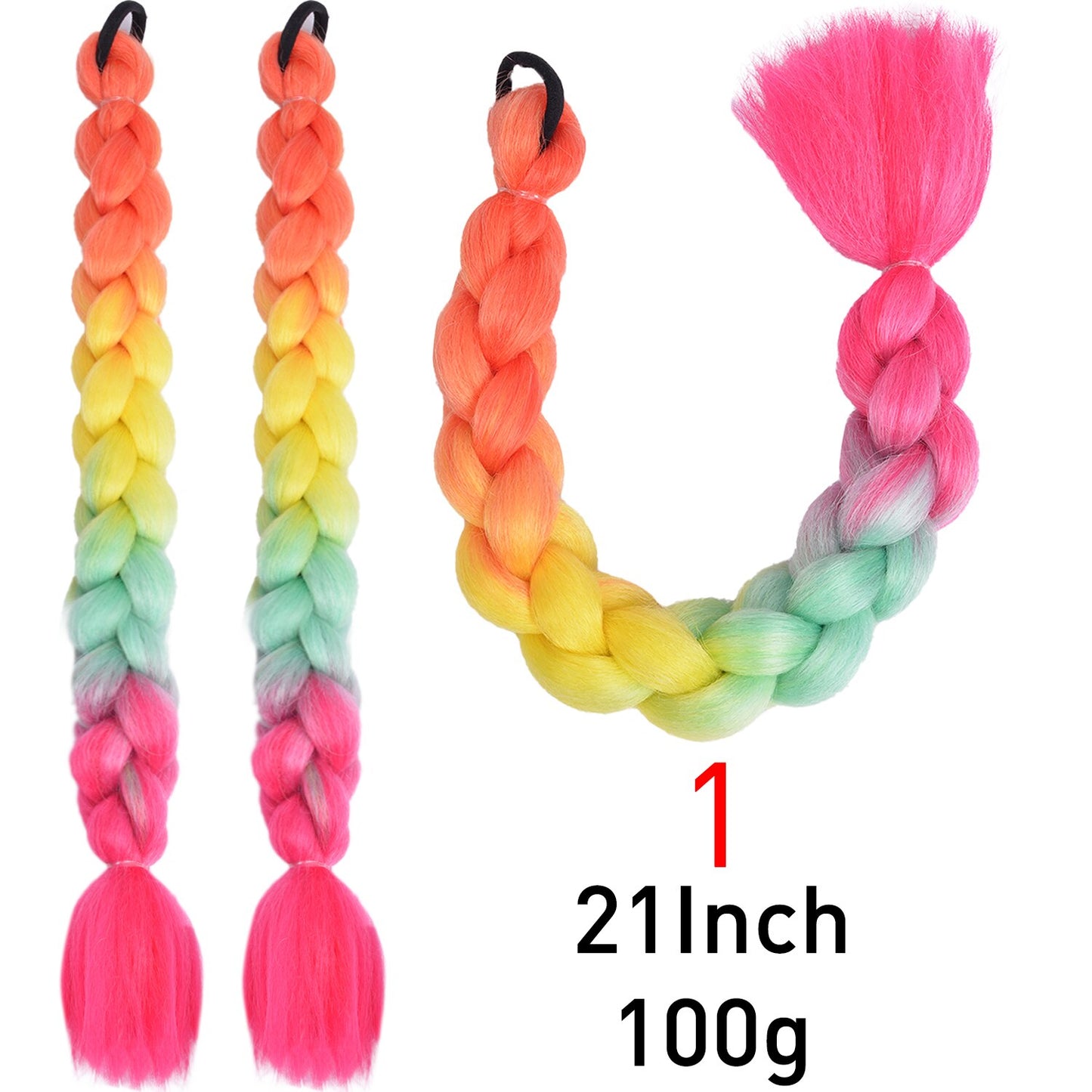 Synthetic Braided Plaited Fishtail Fishbone Drawstring Ponytail 20Inch Long Ombre Blonde Pink Hair Extensions For Women