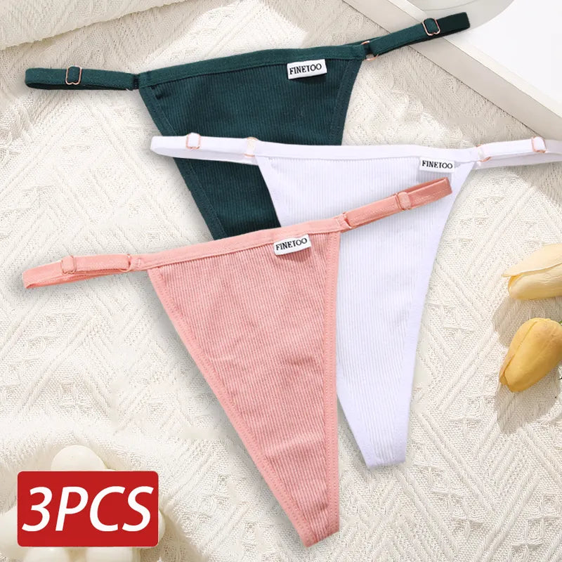 Cotton Sexy Thongs Adjustable Women's Panties Soft Panties Low Waist Seamless Thongs Woman Lingerie Tangas Mujer S-XL
