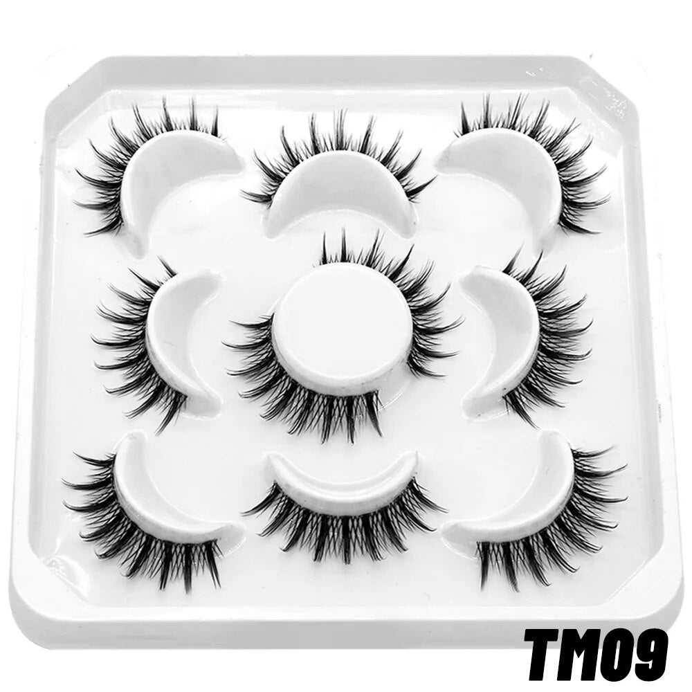 Clear Eyelash Manga  Lashes False 5/10 Pairs Eyelashes Cat-Eye Natural Fluffy 3D Faux Mink Lashes Wispy Lashes