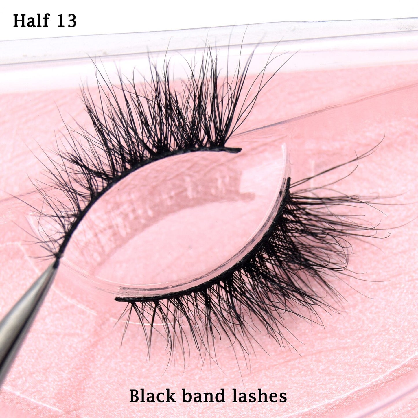 Half Lashes Transparent Stalk Invisible Band Mink Lashes Natual Wispy Half Mink eyelashes Reusable False Eyelashes