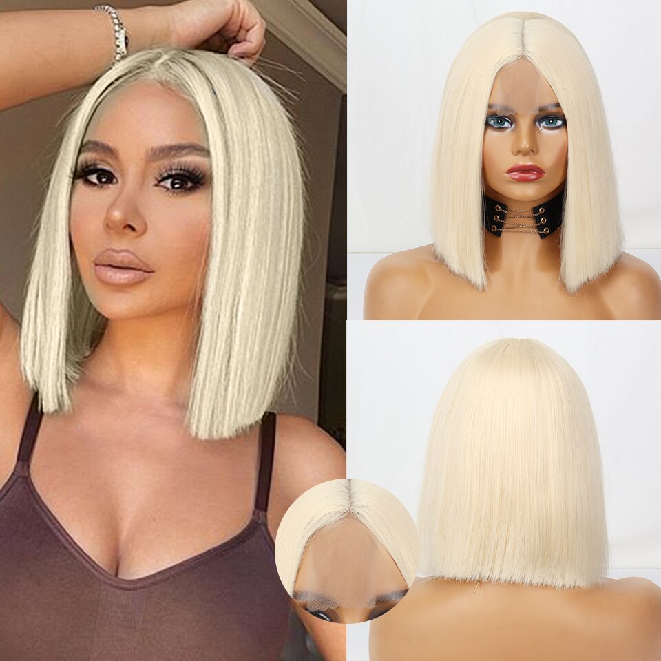 Long Straight White Natural Wigs Middle Part Heat Resistant Synthetic Wigs Suitable for African Women Daily Cosplay Halloween Wig